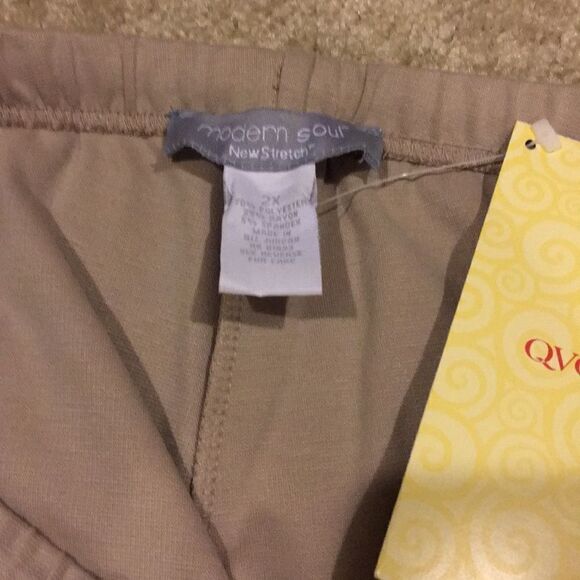 Modern Soul Stretch Tan Slacks with Drawstring 2 X - Picture 2 of 3